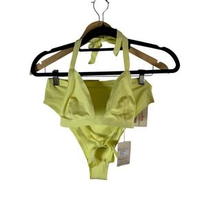 Onewith Wainscott Halter Bikini Set Buzzin Yellow High Waist Seamless Medium